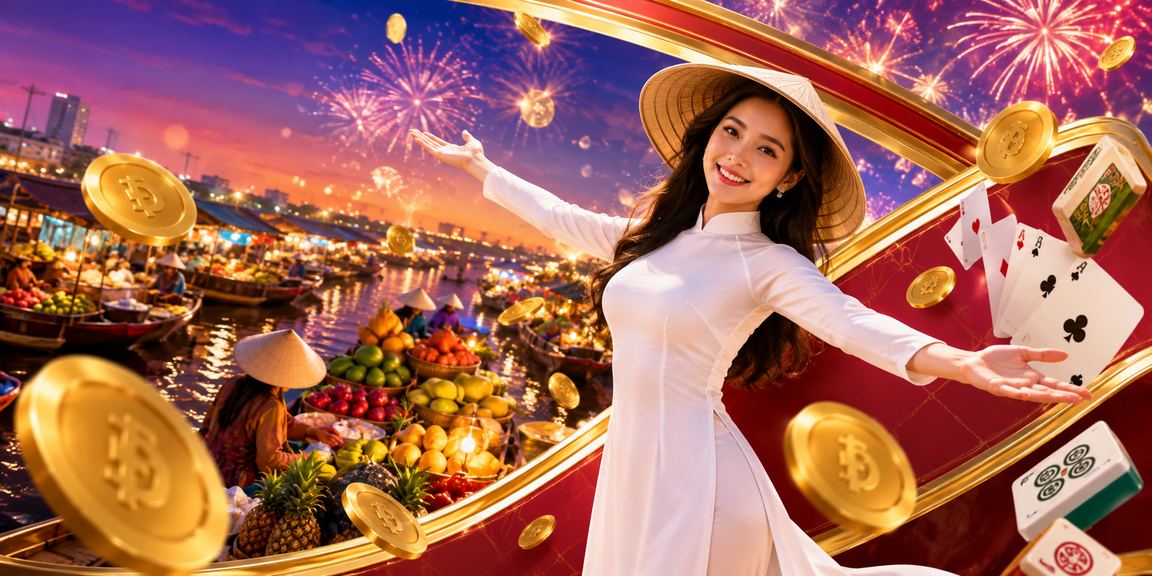 Người chơi tham gia game bài trực tuyến trên điện thoại với khung cảnh sông Mekong miền Tây Nam Bộ